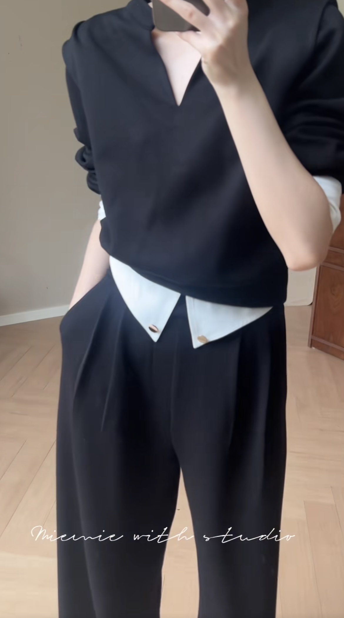 Autumn Fashion Two-Piece Set Women Long Sleeve V-Neck Patchwork High Waist Casual Pants - Image 4