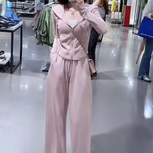 Women's Casual Minimalist Two-Piece Sports Set for Early Autumn