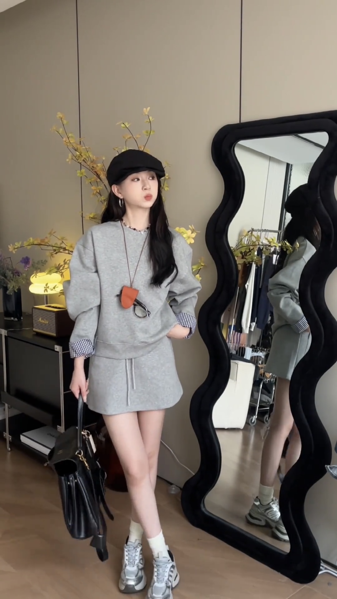 Early Autumn Casual Minimalist Sporty Hoodie and Skirt Set - Image 2