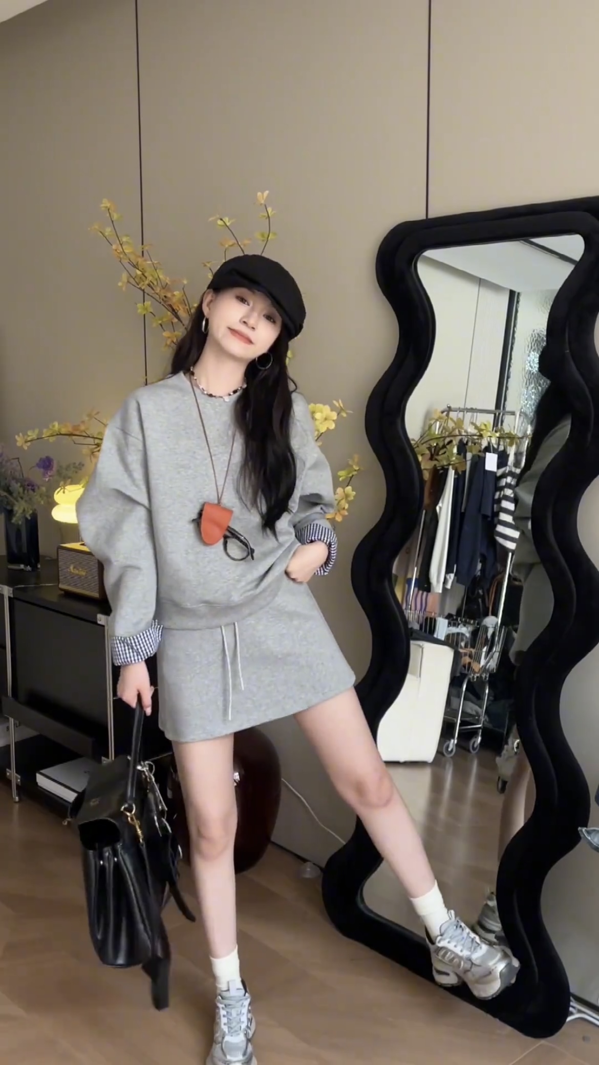 Early Autumn Casual Minimalist Sporty Hoodie and Skirt Set