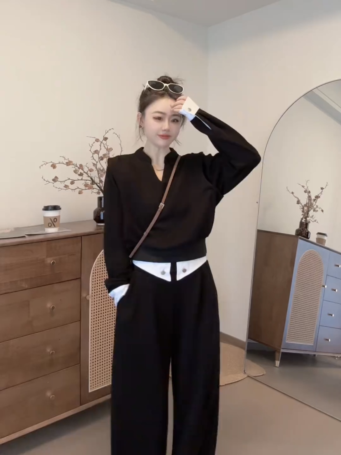 Early Autumn Chic Knit-Look Sweatshirt and Pants Set - Image 3