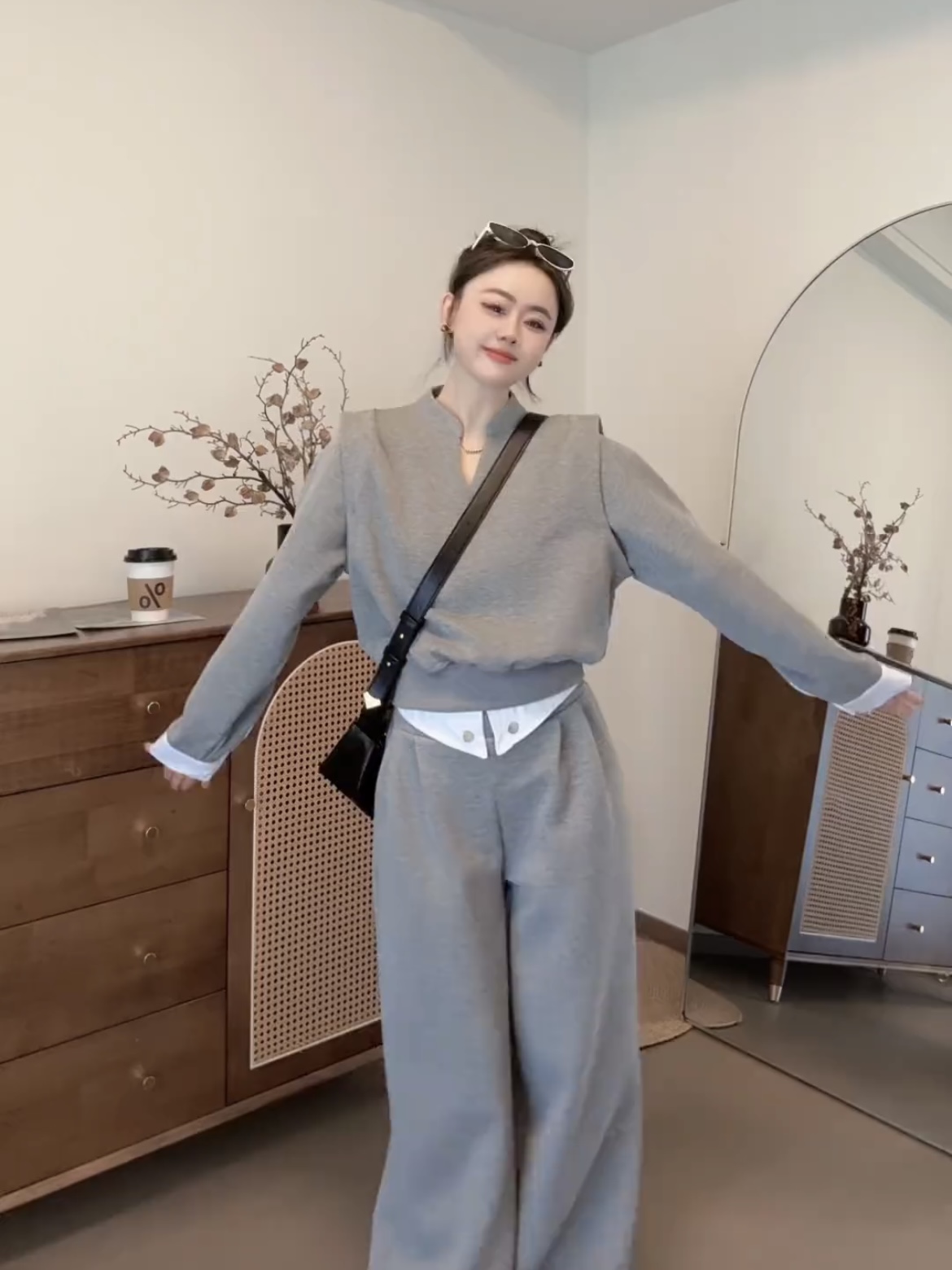 Early Autumn Chic Knit-Look Sweatshirt and Pants Set - Image 2