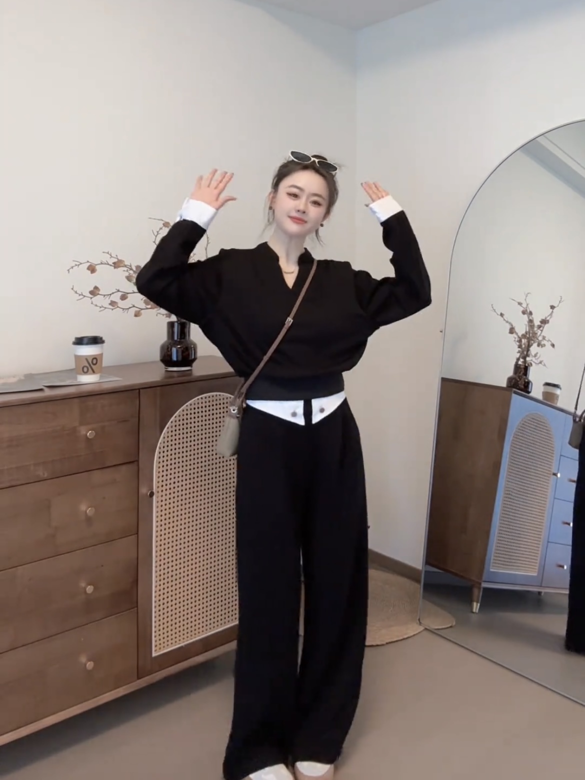 Early Autumn Chic Knit-Look Sweatshirt and Pants Set