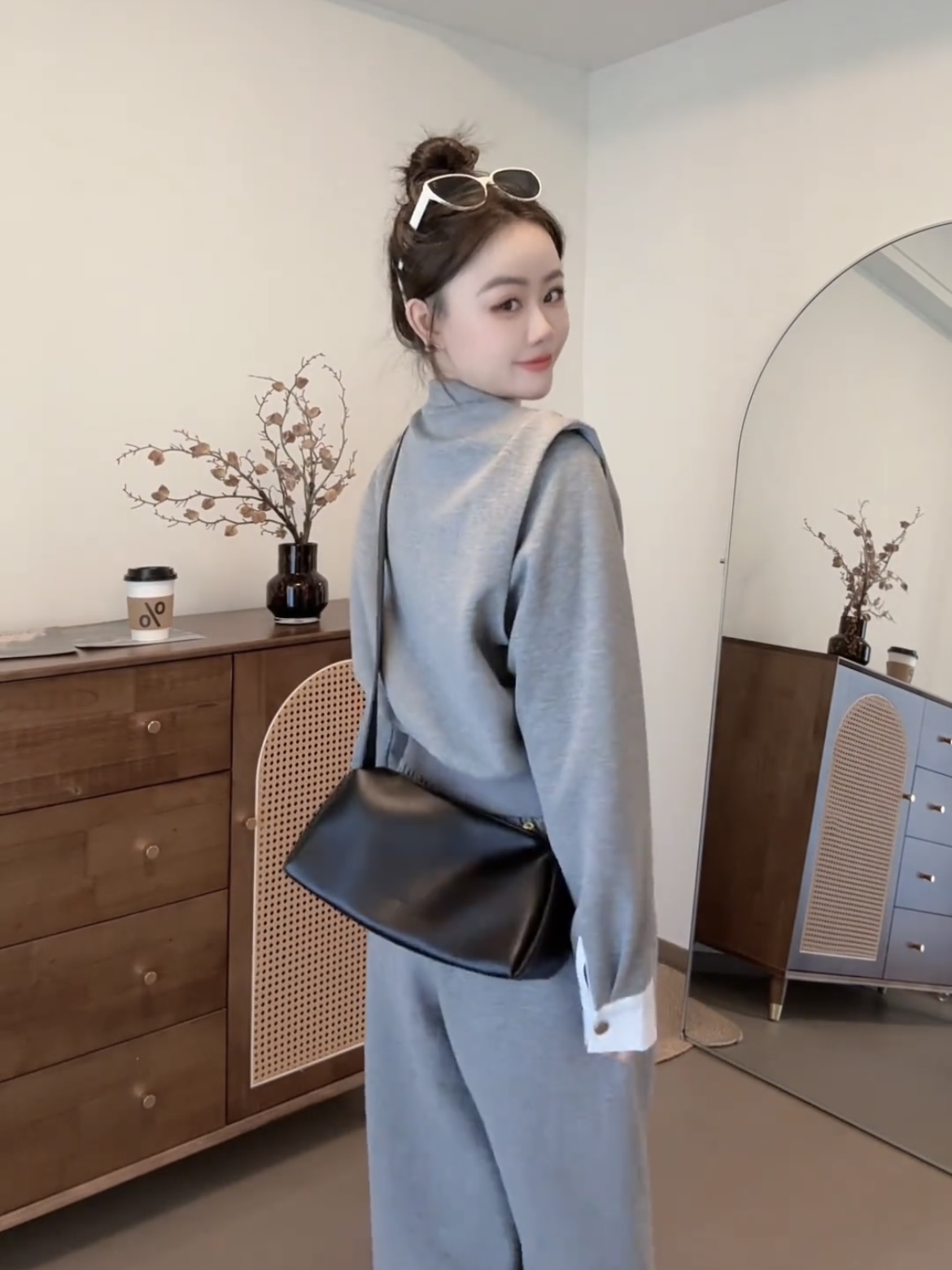 Early Autumn Chic Knit-Look Sweatshirt and Pants Set - Image 4
