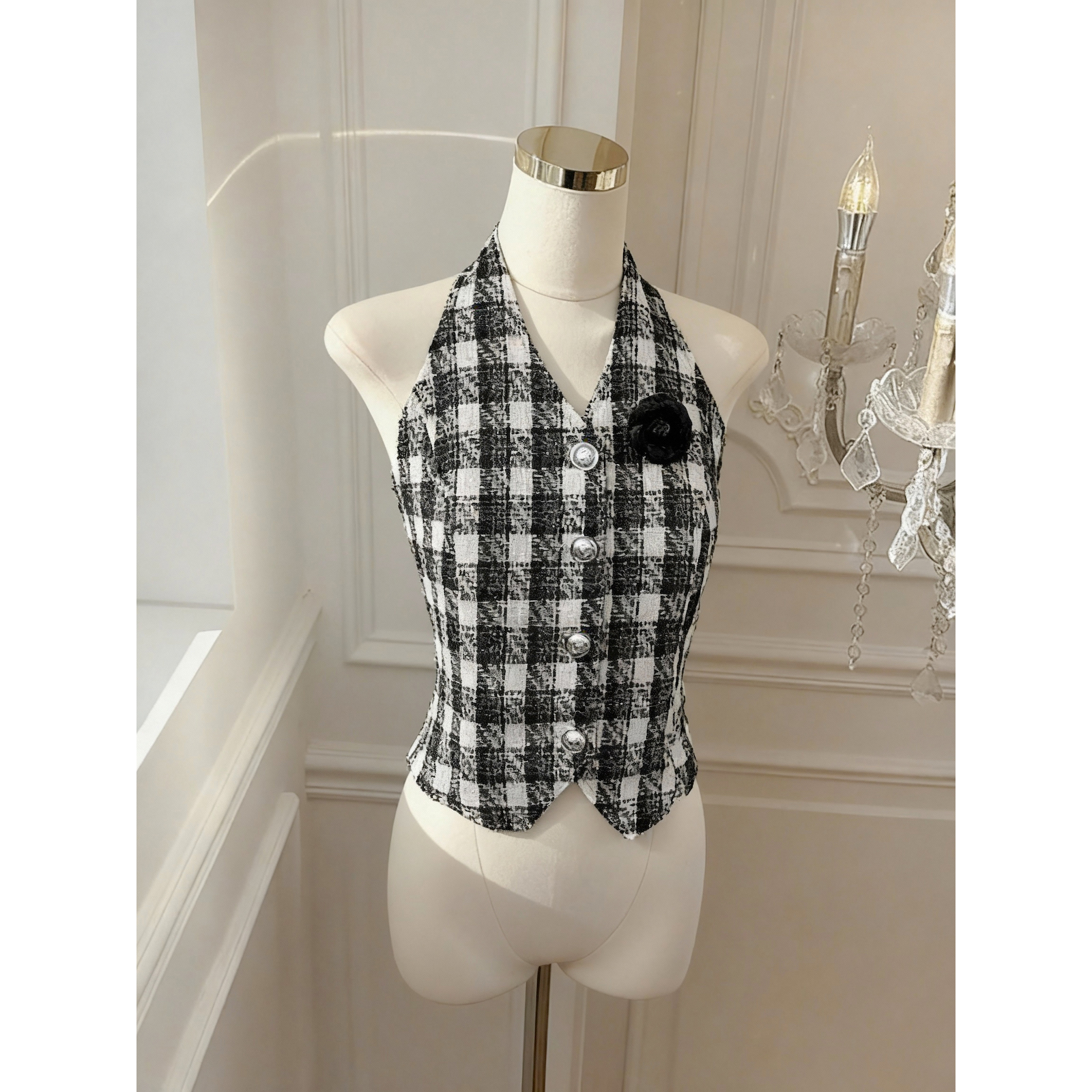 Women's Off-Shoulder Halter Cami Top Summer Linen Sexy Sweet Cropped Vest - Image 5