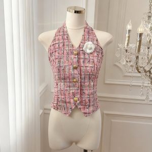 Women's Off-Shoulder Halter Cami Top Summer Linen Sexy Sweet Cropped Vest
