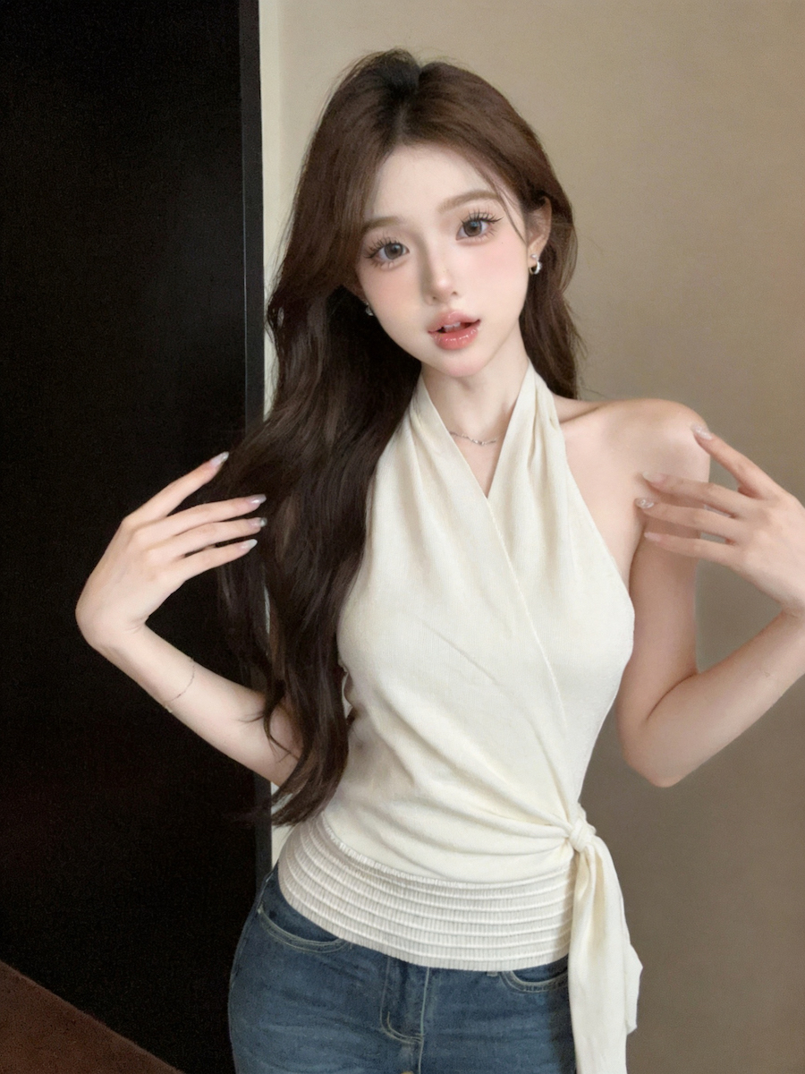 Women's Irregular Halter Cami Top Summer V-Neck Sleeveless - Style 5b07f1 - Image 4