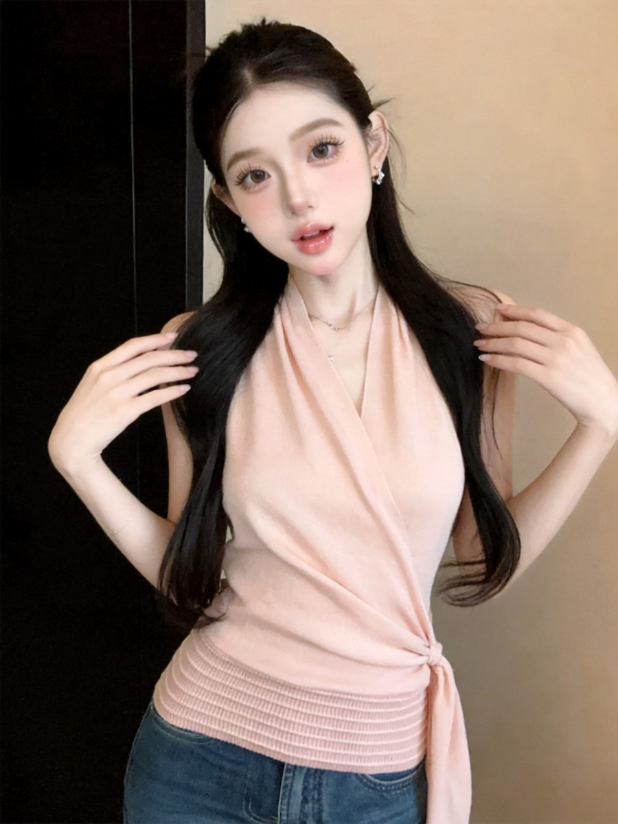 Women's Irregular Halter Cami Top Summer V-Neck Sleeveless - Style 5b07f1 - Image 3