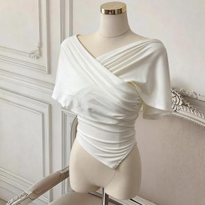Women's One-Shoulder Camisole Tank Top with Built-in Bra Pads