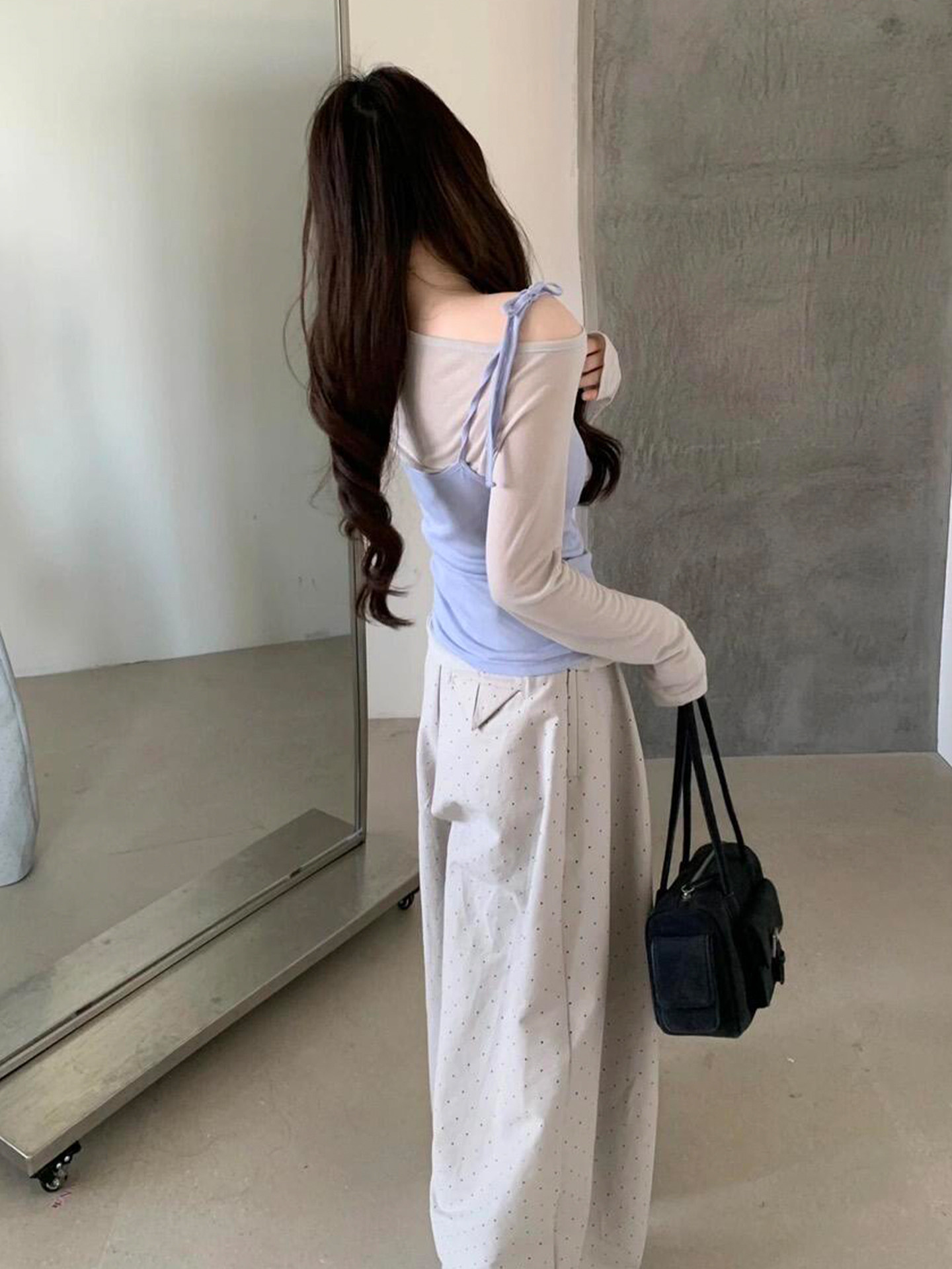 Purple Sweetheart Cami Layered T-Shirt Two-Piece Set Early Autumn Women's 2026 New Top - Image 3