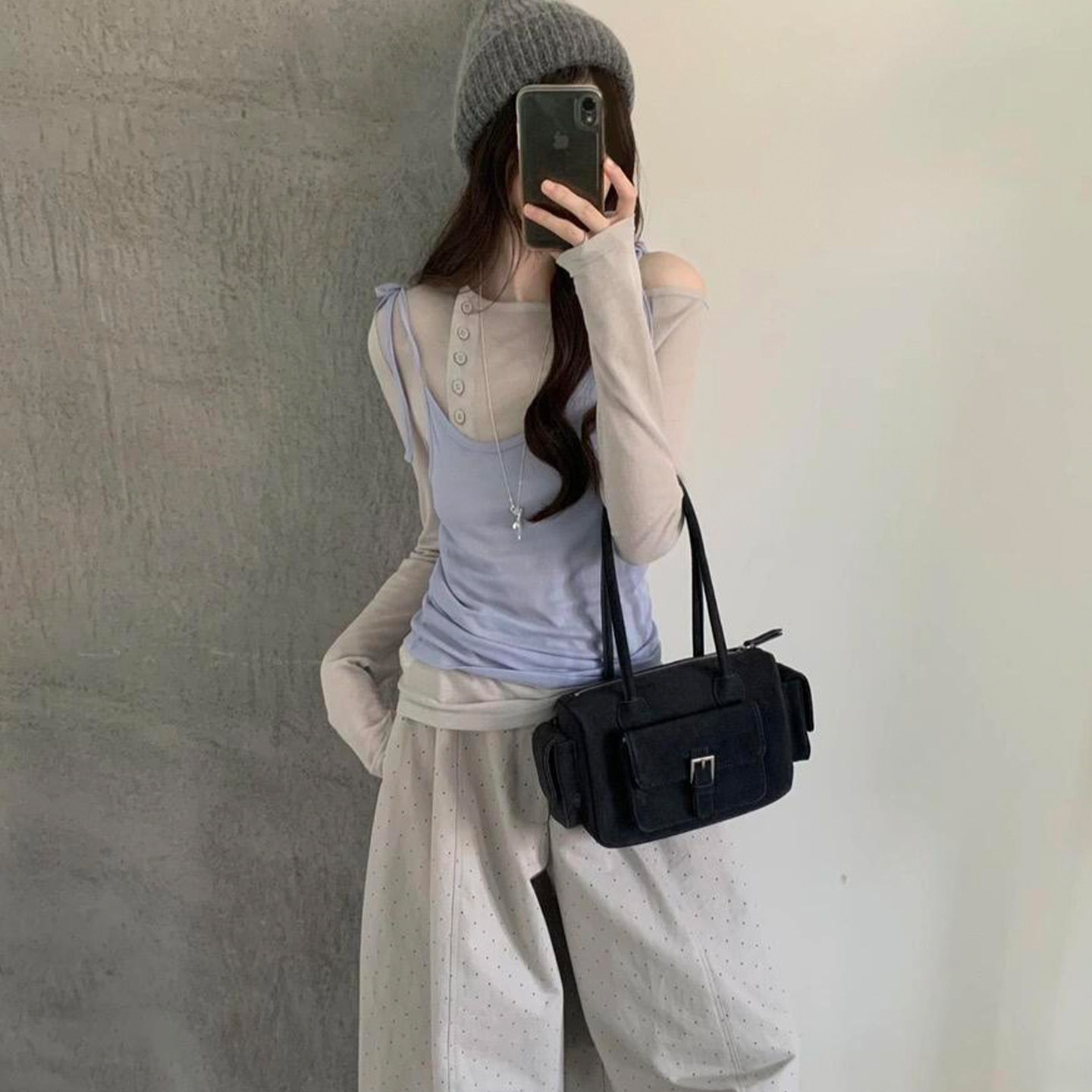 Purple Sweetheart Cami Layered T-Shirt Two-Piece Set Early Autumn Women's 2026 New Top - Image 5